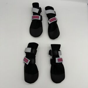 Bark Brite All Weather Neoprene Dog Boots Black Size Medium Set‎ of 4 Reflective